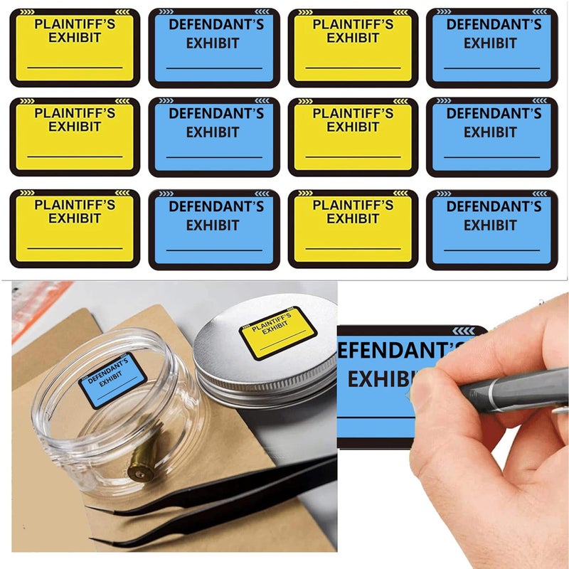 wootile Legal Yellow Plaintiff's Exhibit Blue Defendant's Exhibit Stickers 1.65 X 1 Inches - Color-Coded Exhibit Labels 400 Pcs Blank File Folder Labels Tabs Legal Documents Report Divider for Offices Courts - Image 3